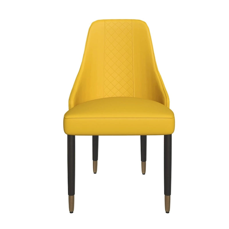 Chaise de salle à manger à dossier haut surpiquée losanges – Options tissu et cuir PU, pieds en bois de chêne