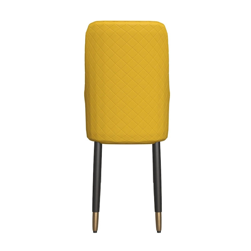 Chaise de salle à manger à dossier haut surpiquée losanges – Options tissu et cuir PU, pieds en bois de chêne