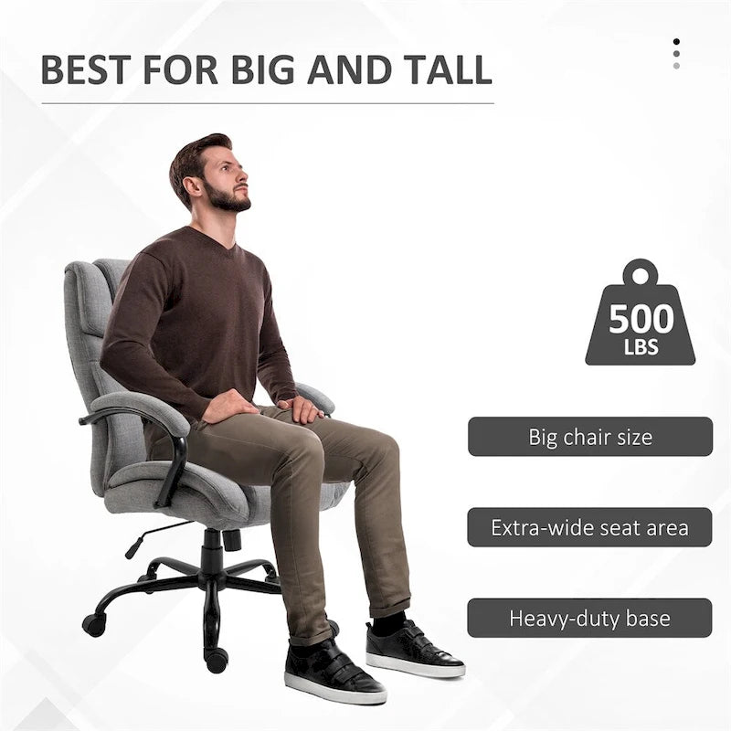 Big & Tall Ergonomic Office Chair – Extra-Wide Seat, Tilt Function, 500 lb Capacity