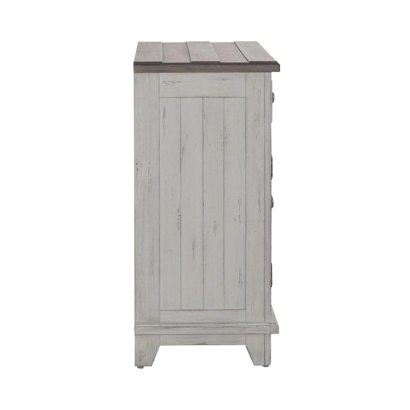 Distressed Two-Tone Pine Accent Cabinet with Shingle Doors & Antique Pewter Hardware
