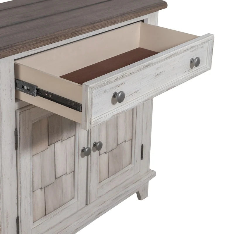 Distressed Two-Tone Pine Accent Cabinet with Shingle Doors & Antique Pewter Hardware