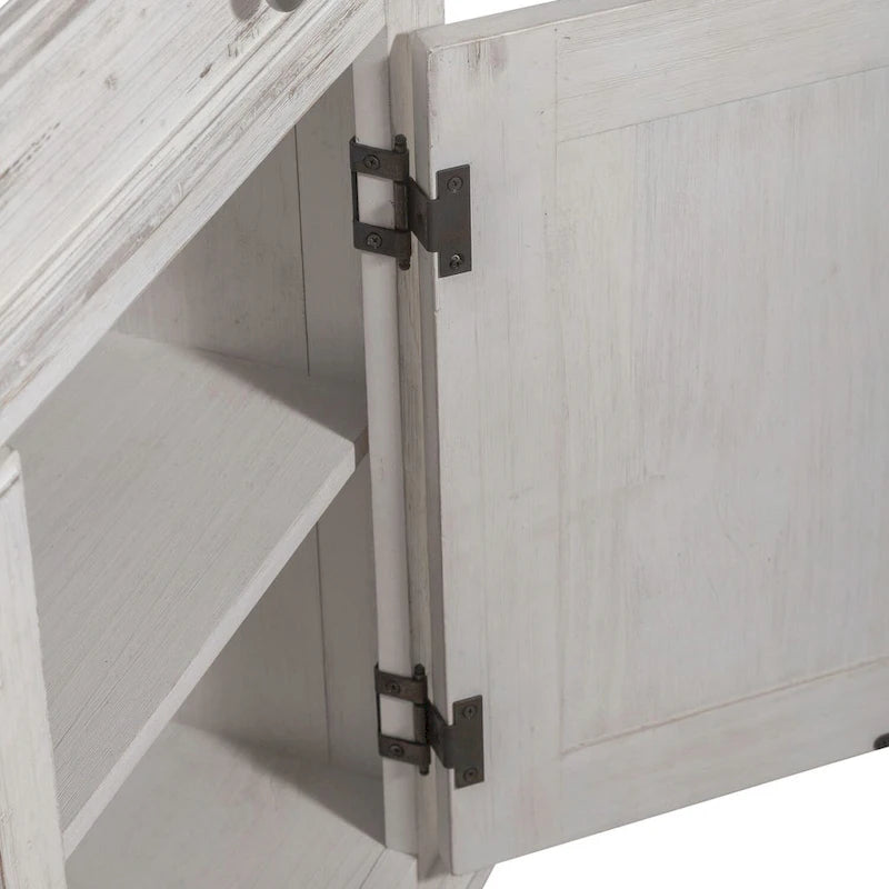 Distressed Two-Tone Pine Accent Cabinet with Shingle Doors & Antique Pewter Hardware