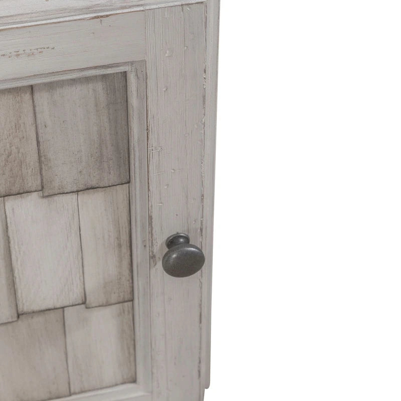 Distressed Two-Tone Pine Accent Cabinet with Shingle Doors & Antique Pewter Hardware
