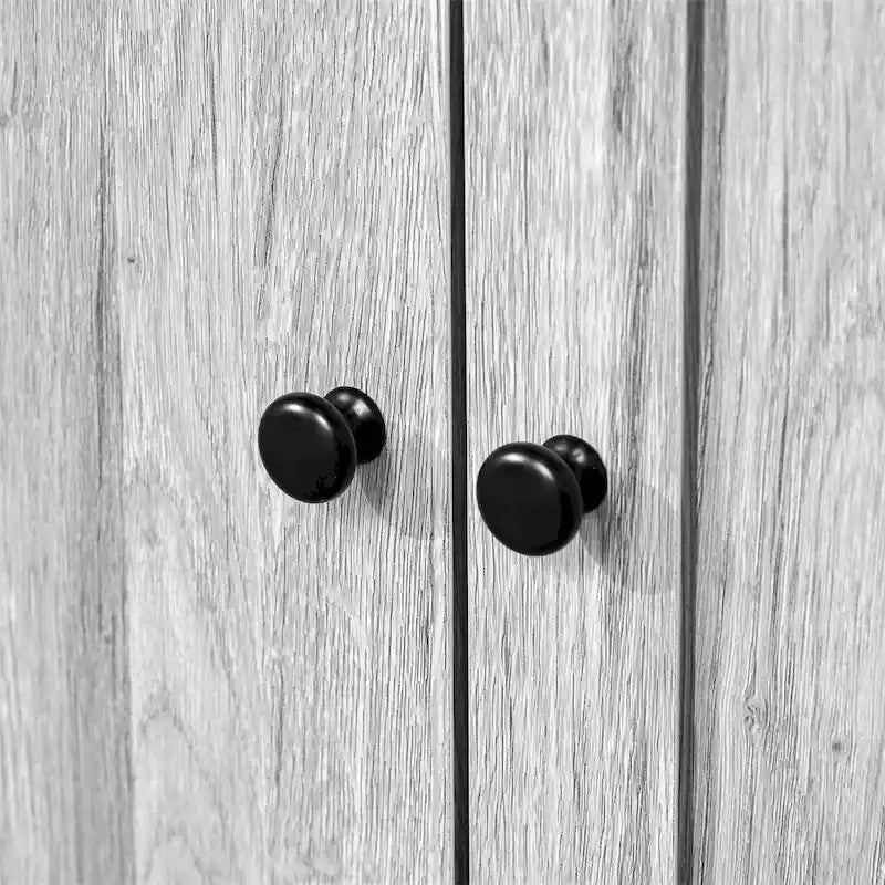 Kitchen Buffet with Hutch, Glass Doors & Drawers – Rustic Wood Grain, Grey