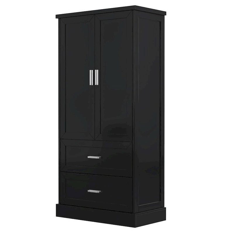 64" Tall Bathroom Storage Cabinet with Double Doors, Drawers & Adjustable Shelves