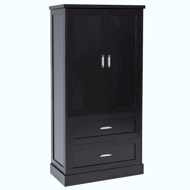 64" Tall Bathroom Storage Cabinet with Double Doors, Drawers & Adjustable Shelves