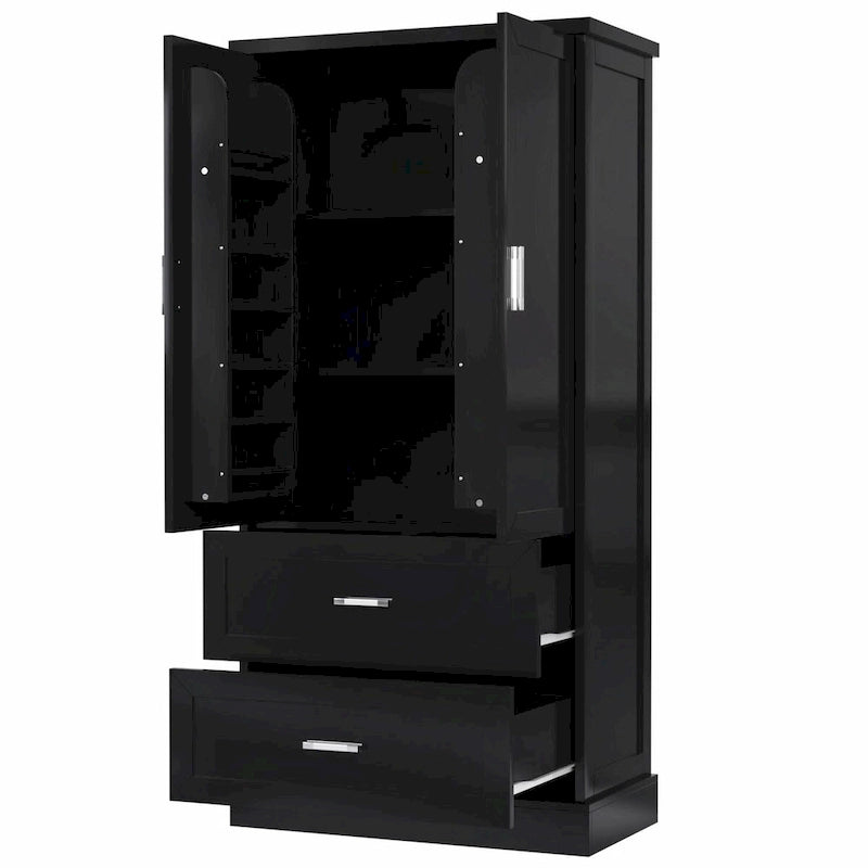 64" Tall Bathroom Storage Cabinet with Double Doors, Drawers & Adjustable Shelves