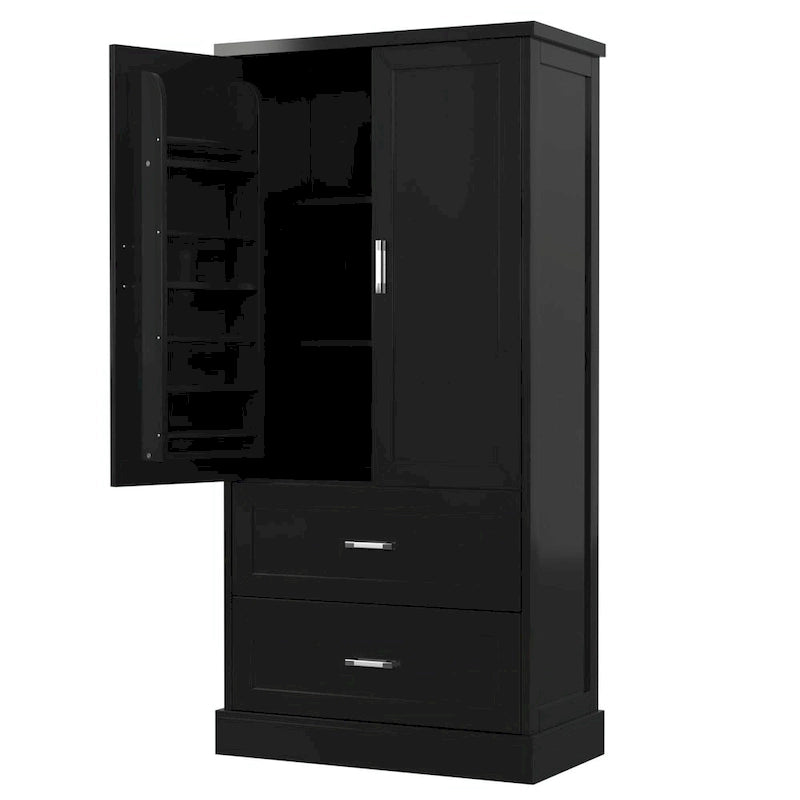 64" Tall Bathroom Storage Cabinet with Double Doors, Drawers & Adjustable Shelves