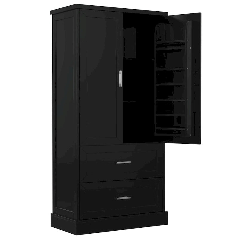64" Tall Bathroom Storage Cabinet with Double Doors, Drawers & Adjustable Shelves