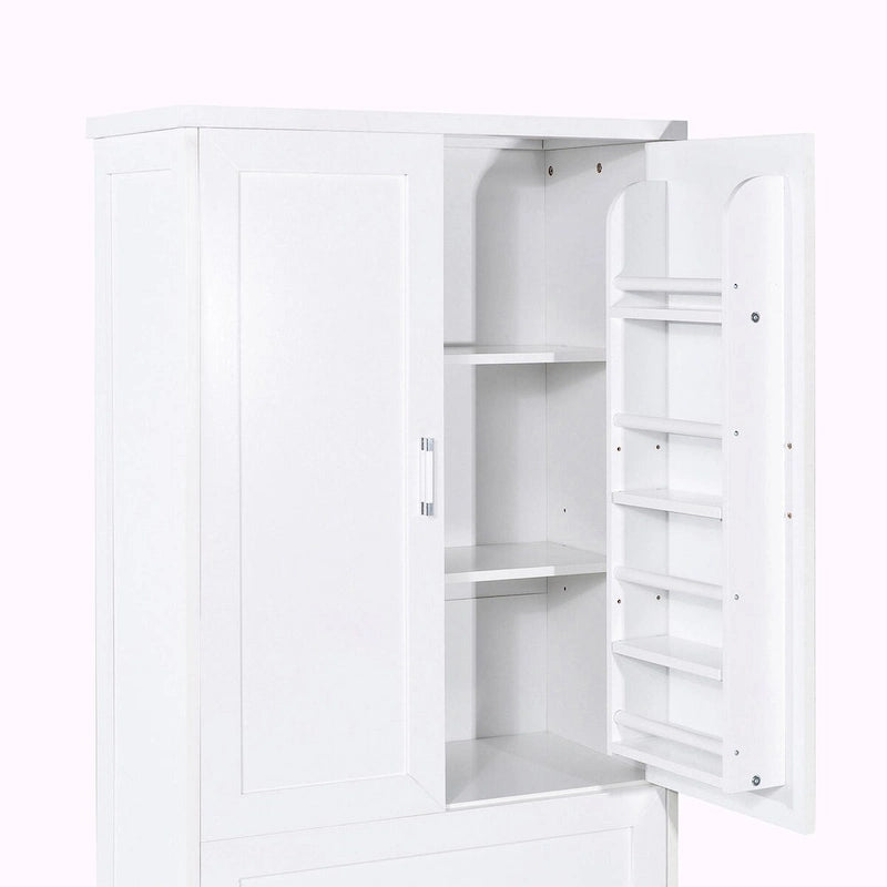 64" Tall Bathroom Storage Cabinet with Double Doors, Drawers & Adjustable Shelves