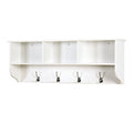 Wall Mounted Coat Rack with 8 Dual Hooks & Wooden Storage Shelf